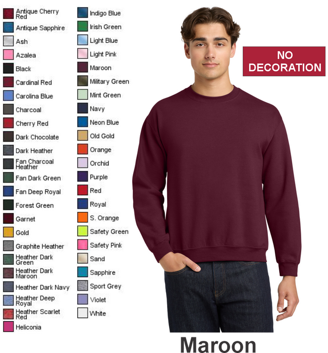 Gildan® Heavy Blend™ Crewneck Sweatshirt- w/ No Print (18000) - 41 Colors Available