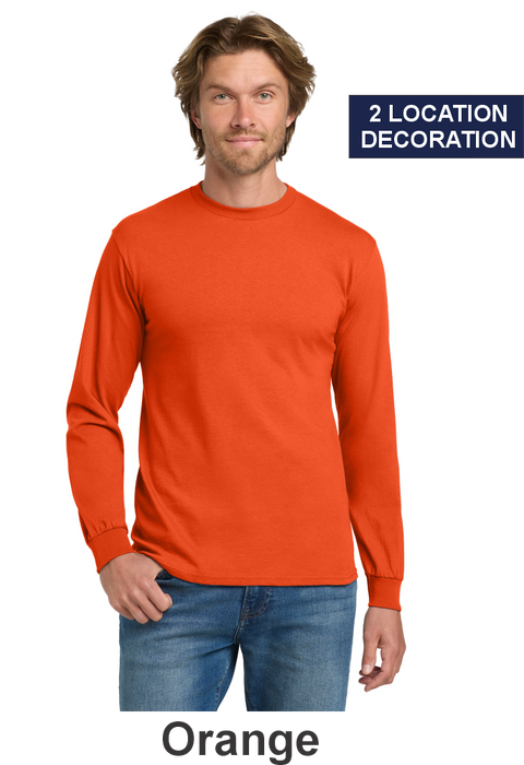 Gildan® Heavy Cotton™ 100% Cotton Long Sleeve T-Shirt - w/ 2 Location (5400) - 25 Colors Available