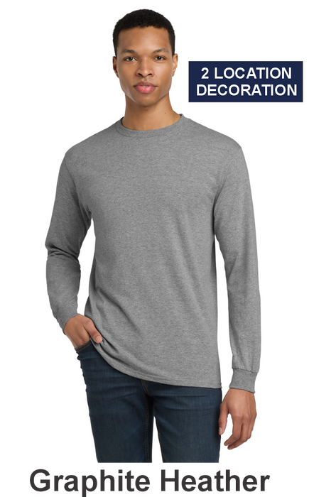 Gildan 50/50 Long Sleeve Tee - w/ 2 Location Print (8400) - 15 Colors Available