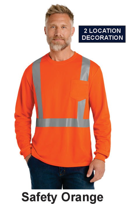 CornerStone® ANSI 107 Class 2 Mesh Long Sleeve Tee w/ 2 Location (CS201) - 2 Colors Available