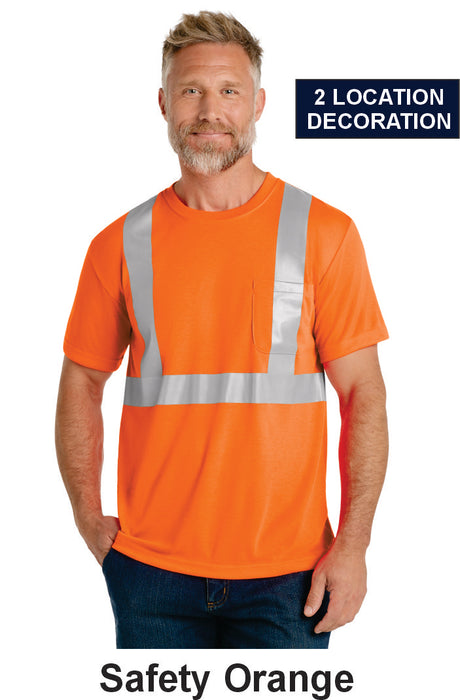 CornerStone® ANSI 107 Class 2 Safety T-Shirt w/ 2 Location Print (CS401) - 2 Colors Available