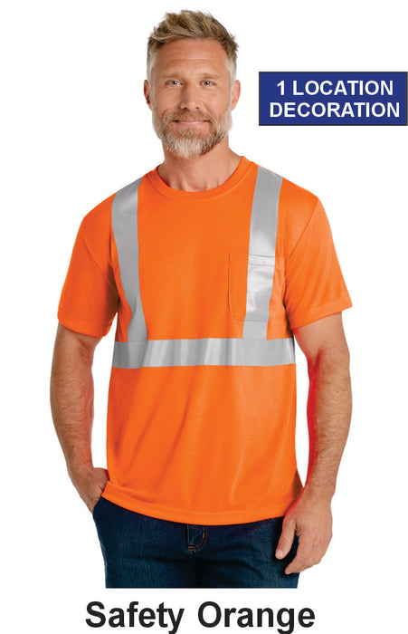 CornerStone® ANSI 107 Class 2 Safety T-Shirt w/ 1 Location Print (CS401) - 2 Colors Available