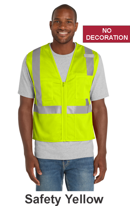 CornerStone® ANSI 107 Class 2 Mesh Zippered Vest w/ No Print (CSV102) - 2 Colors Available