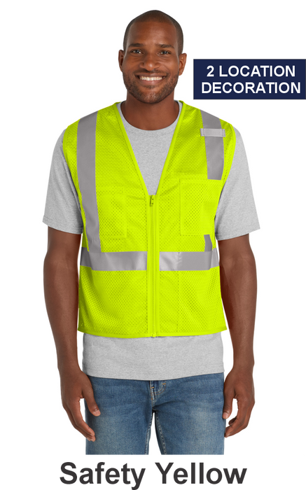 CornerStone® ANSI 107 Class 2 Mesh Zippered Vest w/ 2 Location (CSV102) - 2 Colors Available