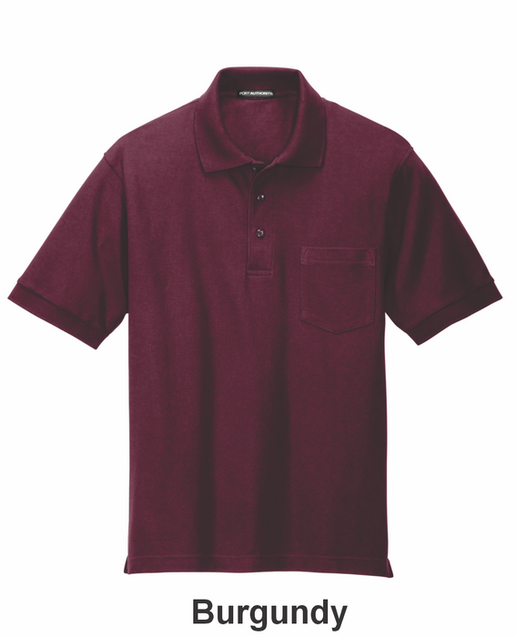 Port Authority® Silk Touch™ Polo with Pocket w/ Embroidery (K500P) - 9 Colors Available