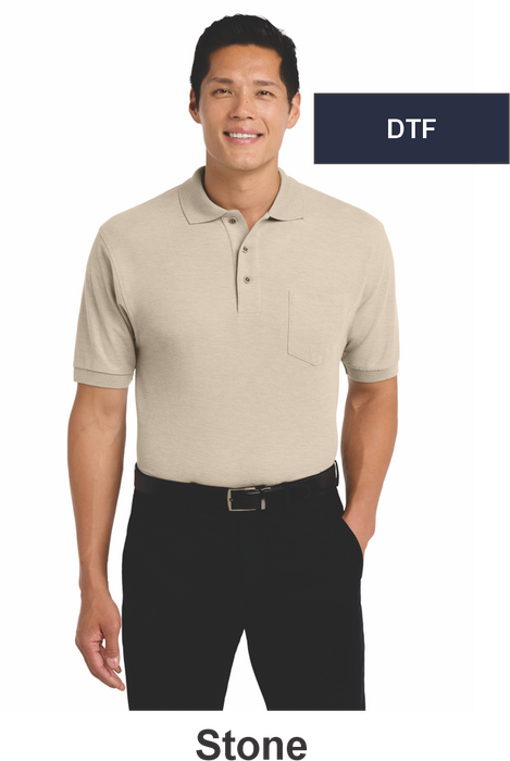 Port Authority® Silk Touch™ Polo with Pocket w/ DTF (K500P) - 9 Colors Available