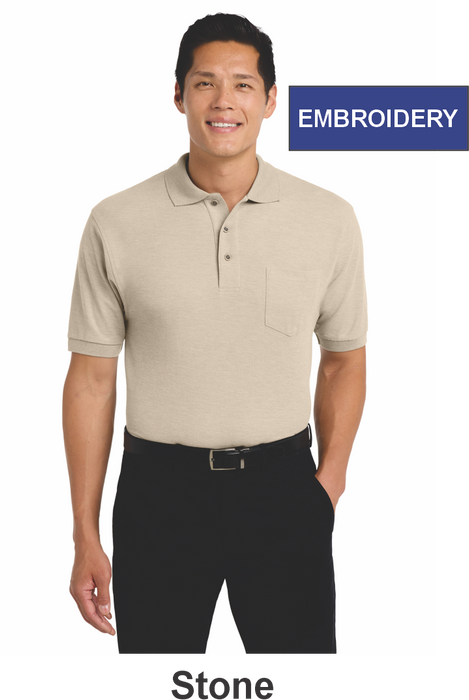 Port Authority® Silk Touch™ Polo with Pocket w/ Embroidery (K500P) - 9 Colors Available