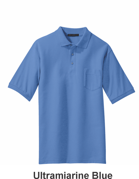 Port Authority® Silk Touch™ Polo with Pocket w/ Embroidery (K500P) - 9 Colors Available
