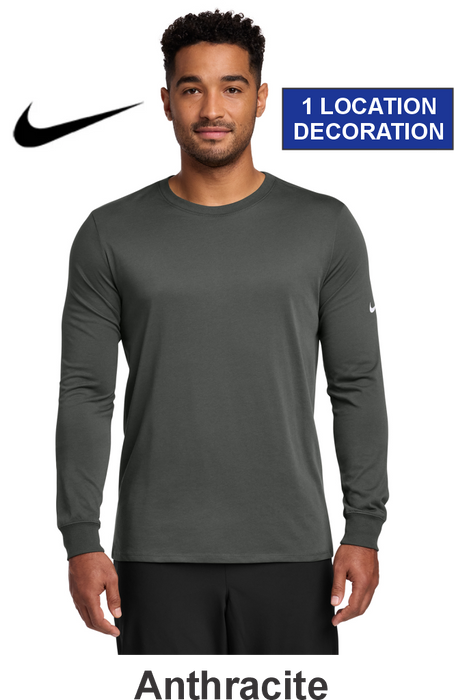 Nike Dri-FIT Cotton/Poly Long Sleeve Tee - w/ 1 Location Print (NKBQ5230) - 6 Colors Available