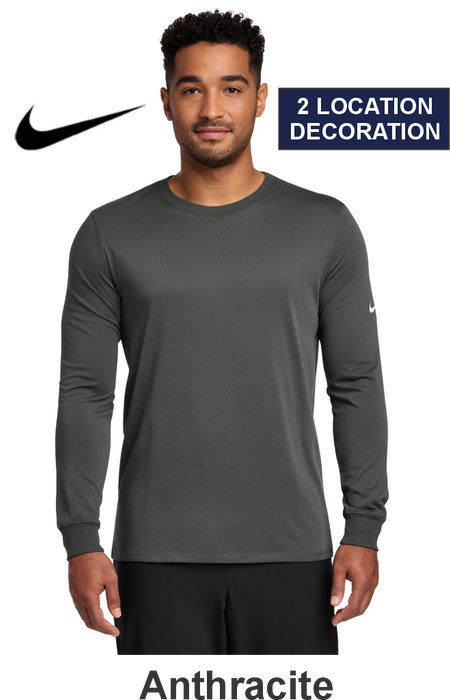 Nike Dri-FIT Cotton/Poly Long Sleeve Tee - w/ 2 Location Print (NKBQ5230) - 6 Colors Available