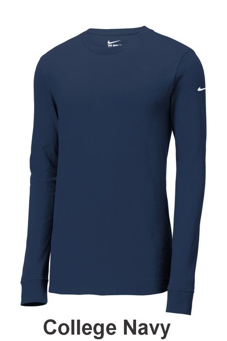 Nike Dri-FIT Cotton/Poly Long Sleeve Tee - w/ 1 Location Print (NKBQ5230) - 6 Colors Available