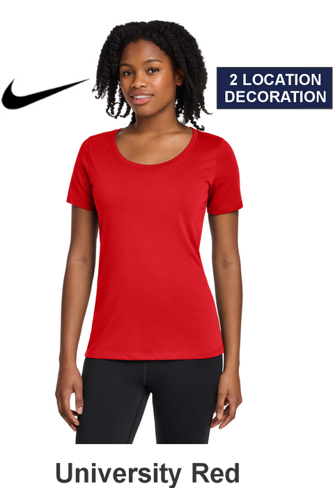 Nike Women's Dri-FIT Cotton/Poly Scoop Neck Tee w/ 2 Location Print (NKBQ5234) - 6 Colors Available