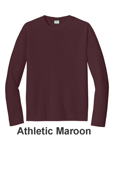 Port & Co 100% Poly Long Sleeve Tee - w/ No Print (PC380LS) - 13 Colors Available