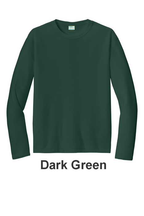 Port & Co 100% Poly Long Sleeve Tee - w/ No Print (PC380LS) - 13 Colors Available
