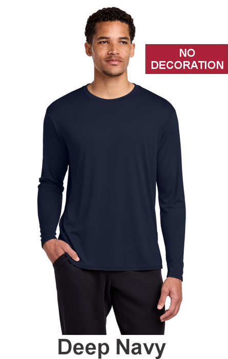Port & Co 100% Poly Long Sleeve Tee - w/ No Print (PC380LS) - 13 Colors Available