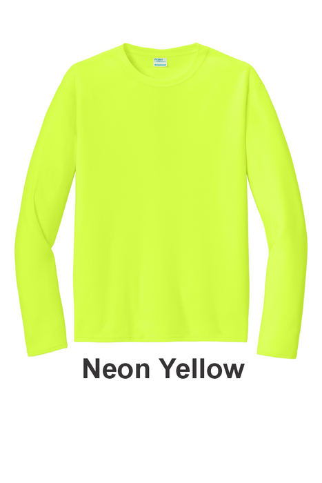 Port & Co 100% Poly Long Sleeve Tee - w/ No Print (PC380LS) - 13 Colors Available