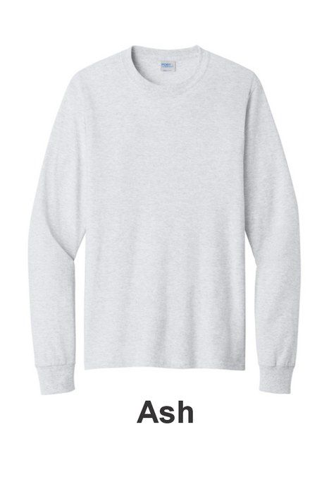 Port & Co 100% Cotton Long Sleeve Tee - w/ 2 Location (PC54LS) - 25 Colors Available