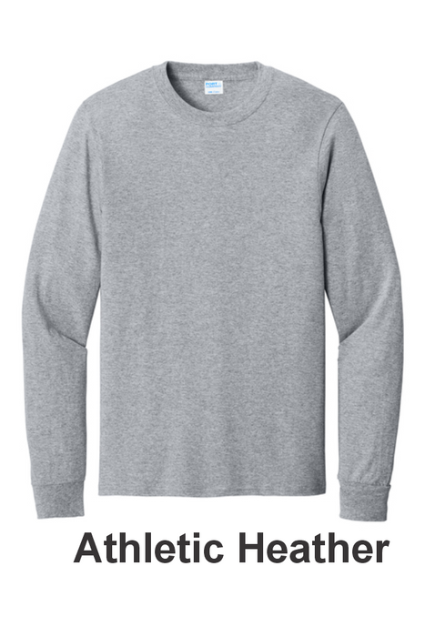 Port & Co 100% Cotton Long Sleeve Tee - w/ 2 Location (PC54LS) - 25 Colors Available