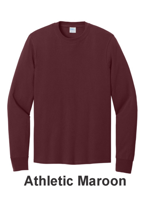 Port & Co 100% Cotton Long Sleeve Tee - w/ 2 Location (PC54LS) - 25 Colors Available
