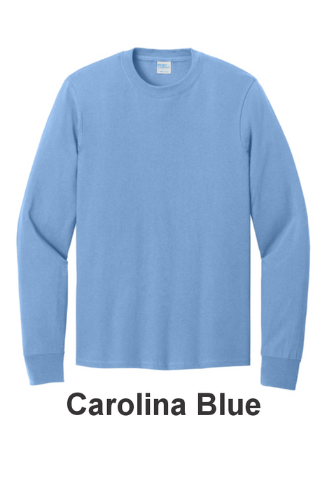 Port & Co 100% Cotton Long Sleeve Tee - w/ 2 Location (PC54LS) - 25 Colors Available