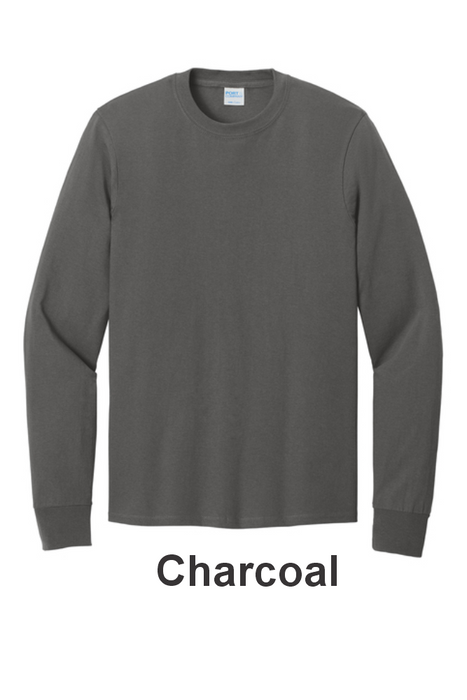 Port & Co 100% Cotton Long Sleeve Tee - w/ 2 Location (PC54LS) - 25 Colors Available