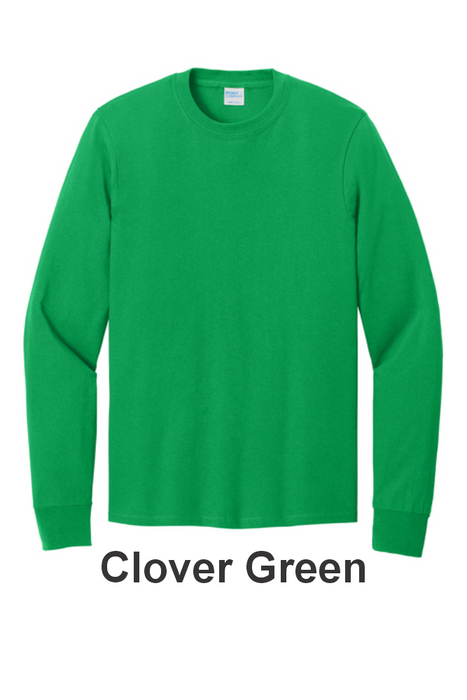 Port & Co 100% Cotton Long Sleeve Tee - w/ 2 Location (PC54LS) - 25 Colors Available