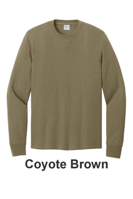 Port & Co 100% Cotton Long Sleeve Tee - w/ 2 Location (PC54LS) - 25 Colors Available