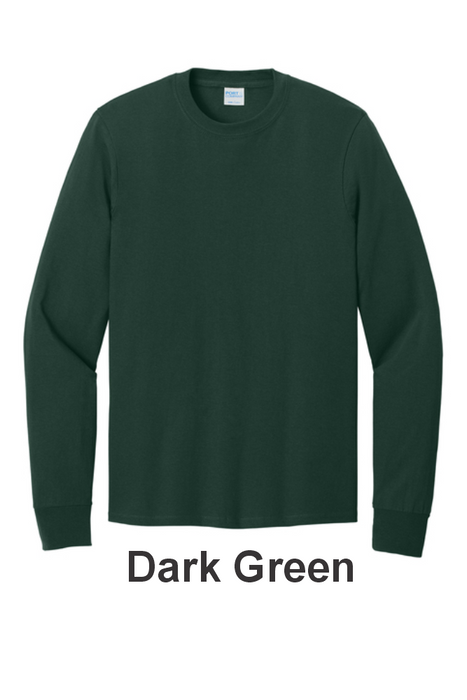 Port & Co 100% Cotton Long Sleeve Tee - w/ 2 Location (PC54LS) - 25 Colors Available