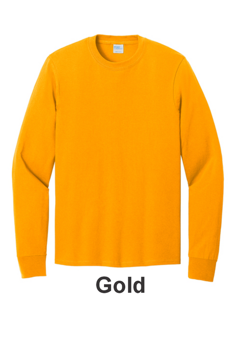 Port & Co 100% Cotton Long Sleeve Tee - w/ 2 Location (PC54LS) - 25 Colors Available