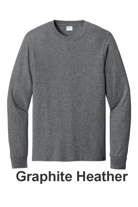 Port & Co 100% Cotton Long Sleeve Tee - w/ 2 Location (PC54LS) - 25 Colors Available