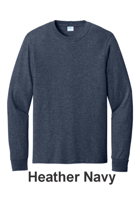 Port & Co 100% Cotton Long Sleeve Tee - w/ 2 Location (PC54LS) - 25 Colors Available