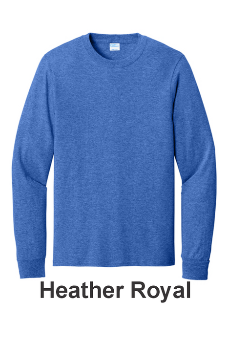 Port & Co 100% Cotton Long Sleeve Tee - w/ 2 Location (PC54LS) - 25 Colors Available