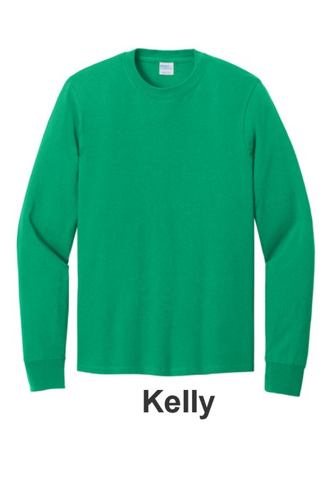 Port & Co 100% Cotton Long Sleeve Tee - w/ 2 Location (PC54LS) - 25 Colors Available