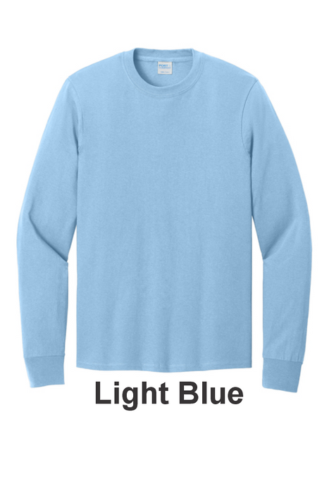 Port & Co 100% Cotton Long Sleeve Tee - w/ 2 Location (PC54LS) - 25 Colors Available