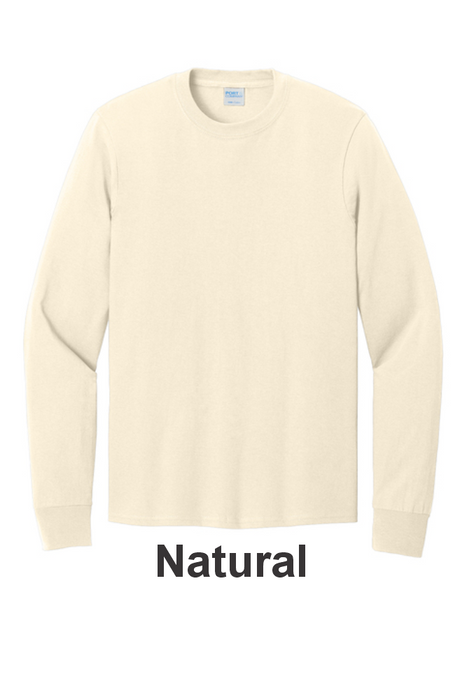 Port & Co 100% Cotton Long Sleeve Tee - w/ 2 Location (PC54LS) - 25 Colors Available