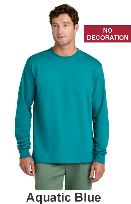Port & Co 100% Cotton Long Sleeve Tee - w/ No Print (PC54LS) - 25 Colors Available
