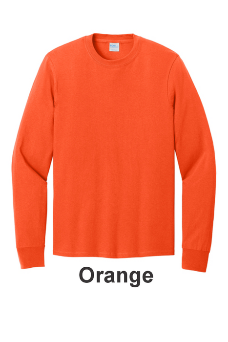 Port & Co 100% Cotton Long Sleeve Tee - w/ 2 Location (PC54LS) - 25 Colors Available