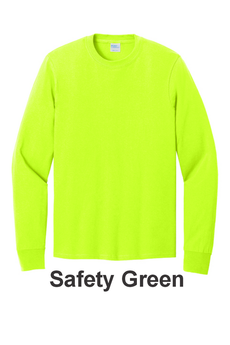 Port & Co 100% Cotton Long Sleeve Tee - w/ 2 Location (PC54LS) - 25 Colors Available