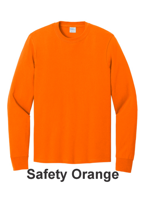 Port & Co 100% Cotton Long Sleeve Tee - w/ 2 Location (PC54LS) - 25 Colors Available