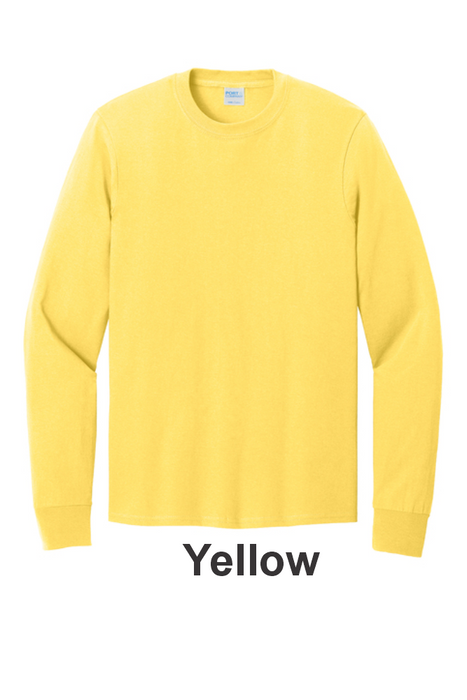 Port & Co 100% Cotton Long Sleeve Tee - w/ 2 Location (PC54LS) - 25 Colors Available