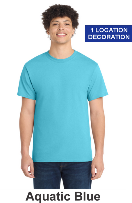 Port & Co 100% Cotton Tee - w/ 1 Location Print (PC54) - 22 Colors Available