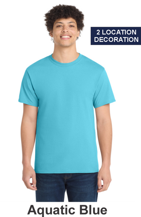 Port & Co 100% Cotton Tee - w/ 2 Location Print (PC54) - 22 Colors Available