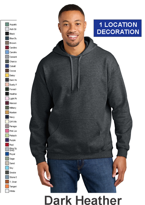 Gildan® Softstyle® Midweight Pullover Hooded Sweatshirt- w/ 1 Location Print (SF500) - 37 Colors Available