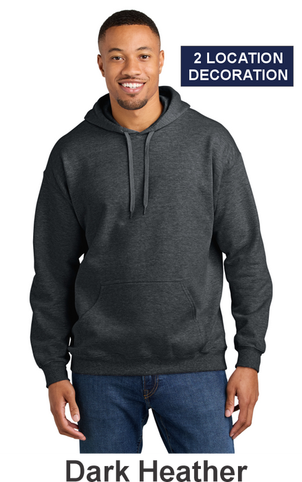 Gildan® Softstyle® Midweight Pullover Hooded Sweatshirt- w/ 2 Location Print (SF500) - 37 Colors Available