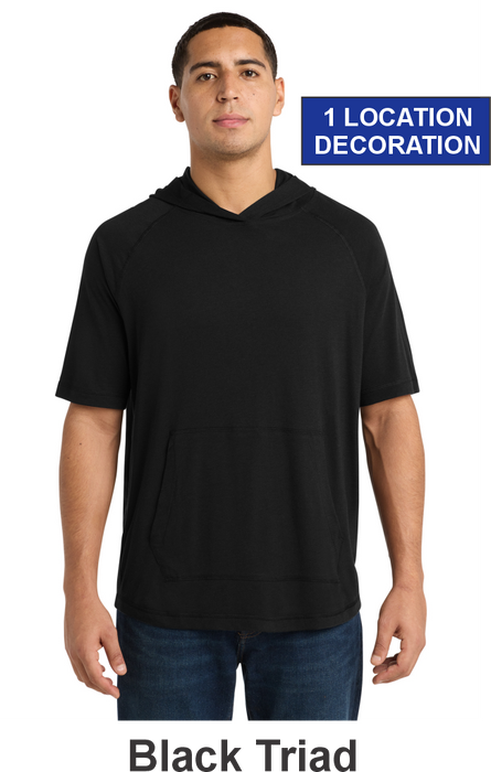 Sport-Tek® PosiCharge® Tri-Blend Wicking Short Sleeve Hoodie - w/ 1 Location Print (ST404) - 4 Colors Available