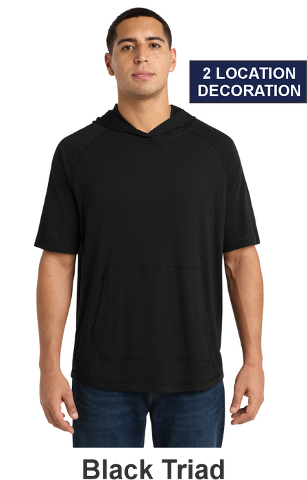 Sport-Tek® PosiCharge® Tri-Blend Wicking Short Sleeve Hoodie - w/ 2 Location Print (ST404) - 4 Colors Available