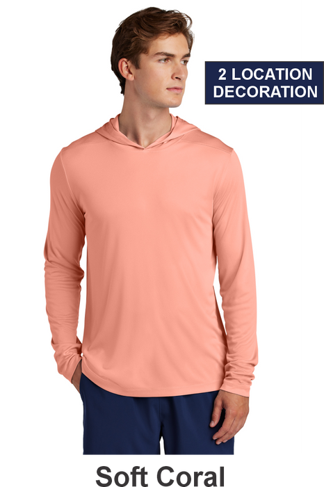 Sport-Tek® Posi-UV® Pro Long Sleeve Hoodie - w/ 2 Location Print (ST420LSH) - 9 Colors Available